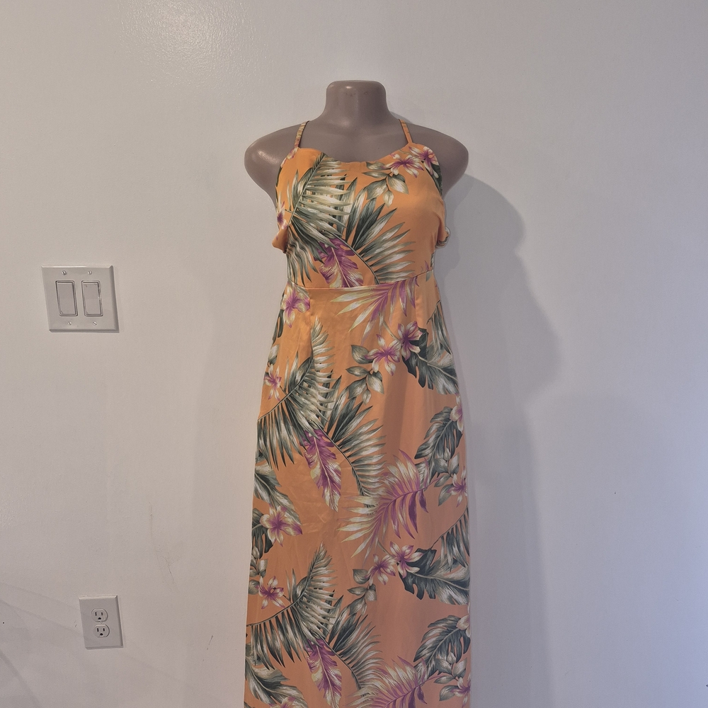 Haute Monde Orange Tropical Maxi Dress